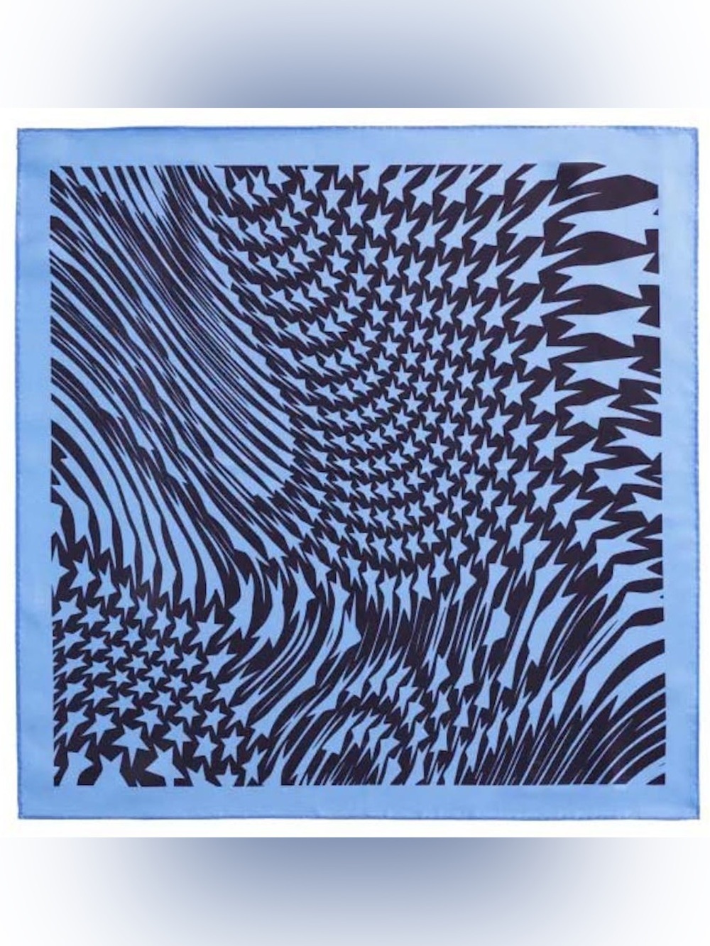 Thierry Mugler x H&M SS23 Swirling Star Mulberry Silk Square Scarf Blue Black